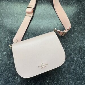 NWT Kate Spade Madison Saddle Bag Light Pink Strap Saffiano Leather Purse